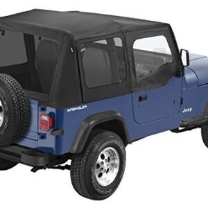 Pavement Ends by Bestop 51132-15 Black Denim Replay Replacement Soft Top Tinted Windows w/ Upper Door Skins for 1988-1995 Jeep Wrangler