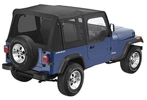 Pavement Ends by Bestop 51132-15 Black Denim Replay Replacement Soft Top Tinted Windows w/ Upper Door Skins for 1988-1995 Jeep Wrangler