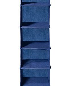 6 SHELF HANGING SWEATER CLOSET & CLOTHING ORGANIZER, BLUE