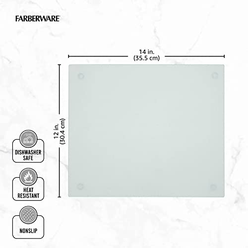 Farberware Large Glass Utility Cutting Board, Dishwasher-Safe Tempered Glass Kitchen Board with Non-Slip Feet, Scratch Resistant, Heat Resistant, Shatter Resistant, 12-Inch-by-14-Inch, Clear