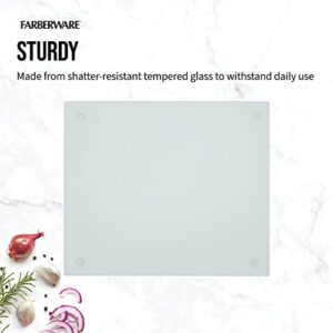 Farberware Large Glass Utility Cutting Board, Dishwasher-Safe Tempered Glass Kitchen Board with Non-Slip Feet, Scratch Resistant, Heat Resistant, Shatter Resistant, 12-Inch-by-14-Inch, Clear