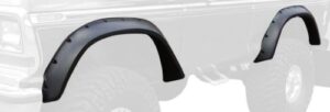 bushwacker cutout pocket/rivet style rear fender flares | 2-piece set, black, smooth finish | 20014-11 | fits 1973-1979 ford bronco, f-100, f-150, f-250, f-350 w/ 6.8′ or 8′ bed