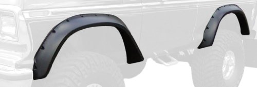 Bushwacker Cutout Pocket/Rivet Style Rear Fender Flares | 2-Piece Set, Black, Smooth Finish | 20014-11 | Fits 1973-1979 Ford Bronco, F-100, F-150, F-250, F-350 w/ 6.8' or 8' Bed