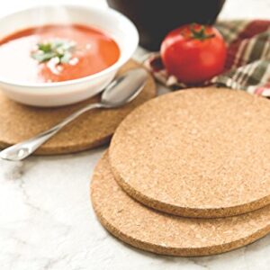 Fox Run Round Cork Trivets Dishes, Pots, Pans and Plants, 7.25" Diameter x 0.5" Thick, Set of 3 Hot Pads,4440