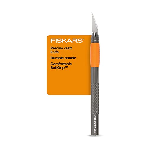 Fiskars Heavy Duty Die Cast, Exacto, 8 Inch, Precision Knife for Crafts, Multi Use Blade with Protective Cover, Steel