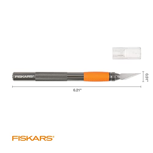 Fiskars Heavy Duty Die Cast, Exacto, 8 Inch, Precision Knife for Crafts, Multi Use Blade with Protective Cover, Steel