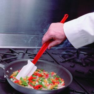Rubbermaid Commercial Products High Heat Resistant Silicone Heavy Duty Spatula/Food Scraper, 9.5-Inch, 500 Degrees F, Red Handle, for Baking/Cooking/Mixing, Commercial Diswasher Safe