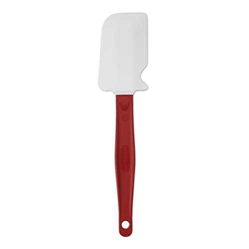 Rubbermaid Commercial Products High Heat Resistant Silicone Heavy Duty Spatula/Food Scraper, 9.5-Inch, 500 Degrees F, Red Handle, for Baking/Cooking/Mixing, Commercial Diswasher Safe
