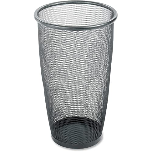 Safco Products Onyx Mesh Large Round Wastebasket, 9 Gallon, Black, 9718BL