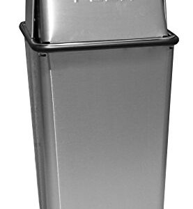 Witt Industries 36HTSS Stainless Steel 36-Gallon Waste Watcher Hamper and Push Top Receptacle, Legend "Push", Square, 19" Width x 19" Depth x 37" Height, Silver