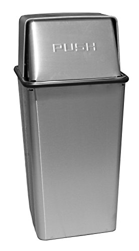 Witt Industries 36HTSS Stainless Steel 36-Gallon Waste Watcher Hamper and Push Top Receptacle, Legend "Push", Square, 19" Width x 19" Depth x 37" Height, Silver