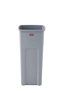 rubbermaid commercial products untouchable square trash/garbage can, 23-gallon, gray, wastebasket for outdoor/restaurant/school/kitchen