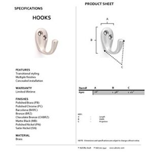 Alno A902-PN Robe Hooks Robe Hooks Transitional , Polished Nickel, 1-3/8"