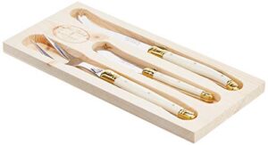 jean dubost 3-piece cheese knives set in box, ivory