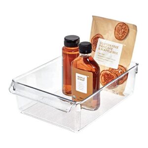 idesign linus plastic fridge and freezer storage organizer bin with handle, clear container for food, drinks, produce organization, 8″ x 11.5″ x 3.5″, clear