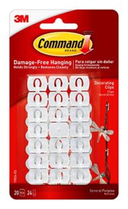 command 17026 decorating, white, 20 (17026-es) 20pk clip/comm adhesive, 20 clips, clear, 20 clips