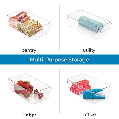 iDesign Linus Plastic Fridge and Freezer Storage Organizer Bin with Handle, Clear Container for Food, Drinks, Produce Organization, BPA-Free , 11.5" x 6" x 3.5", Clear