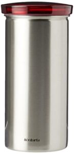 brabantia senseo coffee pod storage jar with senseo imprint with matt steel fingerprint proof red lid