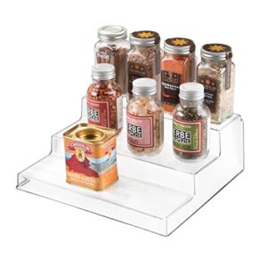 idesign recycled plastic 3-tier stadium spice rack kitchen, fridge, freezer, pantry and cabinet organization, the linus collection, 8.8″ x 10.1″ x 3.5”, clear