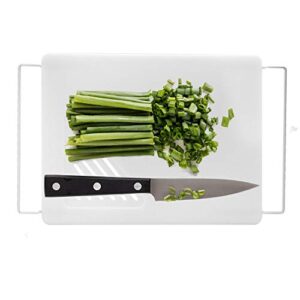 Vance Industries 12 X 13 inch Over the Sink Poly Cutting Board with Adjustable Wire Handles | White