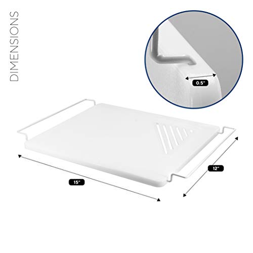 Vance Industries 12 X 13 inch Over the Sink Poly Cutting Board with Adjustable Wire Handles | White