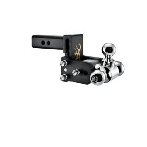 b&w trailer hitches tow & stow adjustable trailer hitch ball mount with browning logo – fits 2″ receiver, tri-ball (1-7/8″ x 2″ x 2-5/16″), 3″ drop, 10,000 gtw – ts10047bb