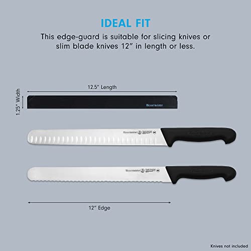 Messermeister 12” Slicer Edge-Guard, Black - Fashionable & Functional Knife Protector for Carving & Slim-Blade Knives - 2 Blade Entry Notches - 12.5” x 0.9375”