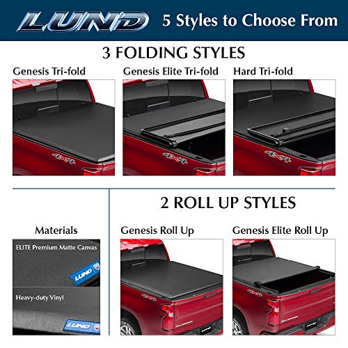 Lund Genesis Tri-Fold Soft Folding Truck Bed Tonneau Cover | 95093 | Fits 2007 - 2013 Chevy/GMC Silverado/Sierra 6' 7" Bed (78.7")