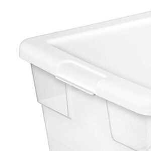 Sterilite 16448012 16 Quart/15 Liter Storage Box, White Lid with Clear Base, 12-Pack