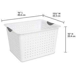 Sterilite 16288006 Deep Ultra Basket, White Basket w/ Titanium Inserts, 6-Pack