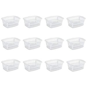 Sterilite 12458012 1.5 Bushel/53 Liter Rectangular Laundry Basket, White (Pack of 12)