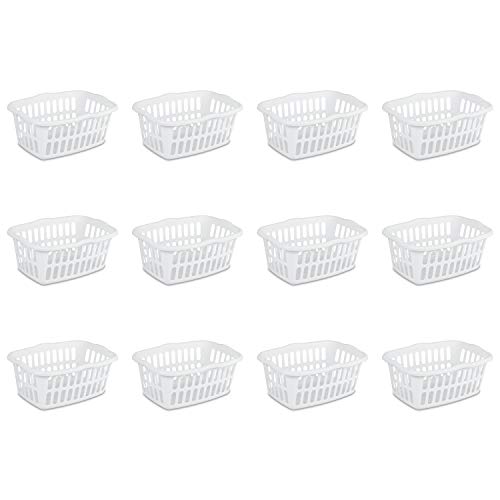 Sterilite 12458012 1.5 Bushel/53 Liter Rectangular Laundry Basket, White (Pack of 12)