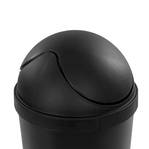 Sterilite 10839006 3 Gallon/11.4 Liter Round SwingTop Wastebasket, Black, 6-Pack