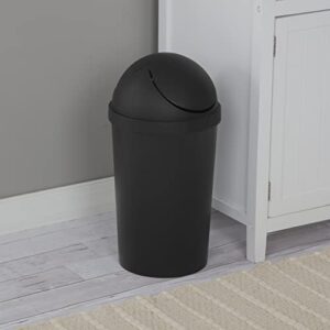 Sterilite 10839006 3 Gallon/11.4 Liter Round SwingTop Wastebasket, Black, 6-Pack