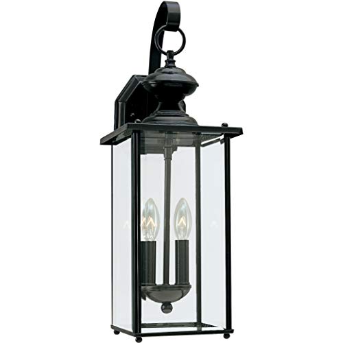 Generation Lighting 8468-12 Jamestowne Transitional Two - Light Outdoor Wall Lantern Outside Fixture, Black Finish