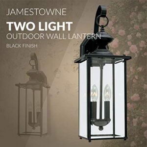 Generation Lighting 8468-12 Jamestowne Transitional Two - Light Outdoor Wall Lantern Outside Fixture, Black Finish