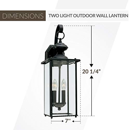 Generation Lighting 8468-12 Jamestowne Transitional Two - Light Outdoor Wall Lantern Outside Fixture, Black Finish