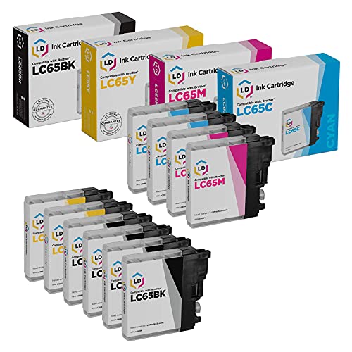 LD Compatible Ink Cartridge Replacement for Brother LC65 High Yield (4 Black, 2 Cyan, 2 Magenta, 2 Yellow, 10-Pack)