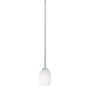 kichler eileen 8″ 1 light mini pendant with satin etched cased opal glass in brushed nickel