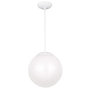 sea gull lighting 6020-15 leo globe pendant hanging modern fixture, one – light, white