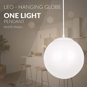 Sea Gull Lighting 6020-15 Leo Globe Pendant Hanging Modern Fixture, One - Light, White