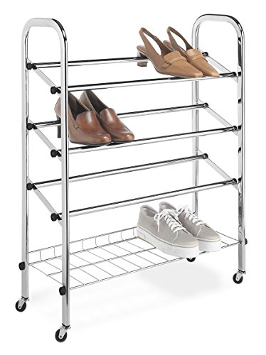 Whitmor Adjustable Rolling Shoe Rack, 12 Pair