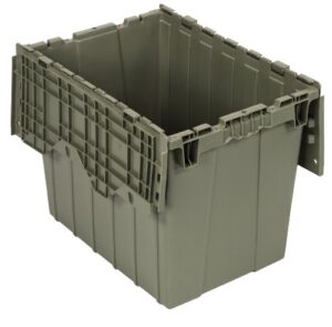 quantum qdc2115-17 plastic storage container with attached flip-top lid, 21″ x 15″ x 17″, gray