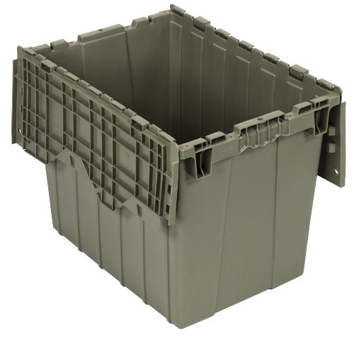 Quantum QDC2115-17 Plastic Storage Container with Attached Flip-Top Lid, 21" x 15" x 17", Gray