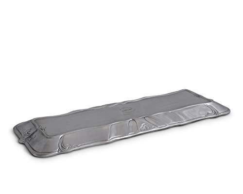 Arthur Court Designs Aluminum Metal Fleur-De-Lis Oblong Food Serving Tray Centerpiece 18 inch x 7 inch