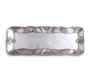 arthur court designs aluminum metal fleur-de-lis oblong food serving tray centerpiece 18 inch x 7 inch