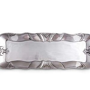 Arthur Court Designs Aluminum Metal Fleur-De-Lis Oblong Food Serving Tray Centerpiece 18 inch x 7 inch