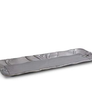 Arthur Court Designs Aluminum Metal Fleur-De-Lis Oblong Food Serving Tray Centerpiece 18 inch x 7 inch