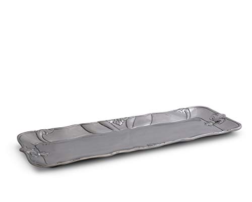 Arthur Court Designs Aluminum Metal Fleur-De-Lis Oblong Food Serving Tray Centerpiece 18 inch x 7 inch