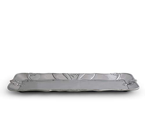 Arthur Court Designs Aluminum Metal Fleur-De-Lis Oblong Food Serving Tray Centerpiece 18 inch x 7 inch